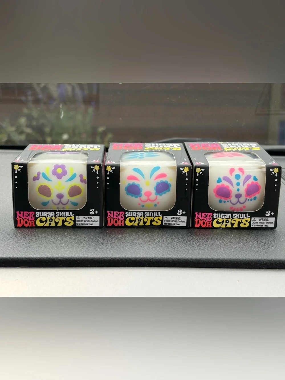 Sugar Skull Cats - White with Pink & Blue Accents